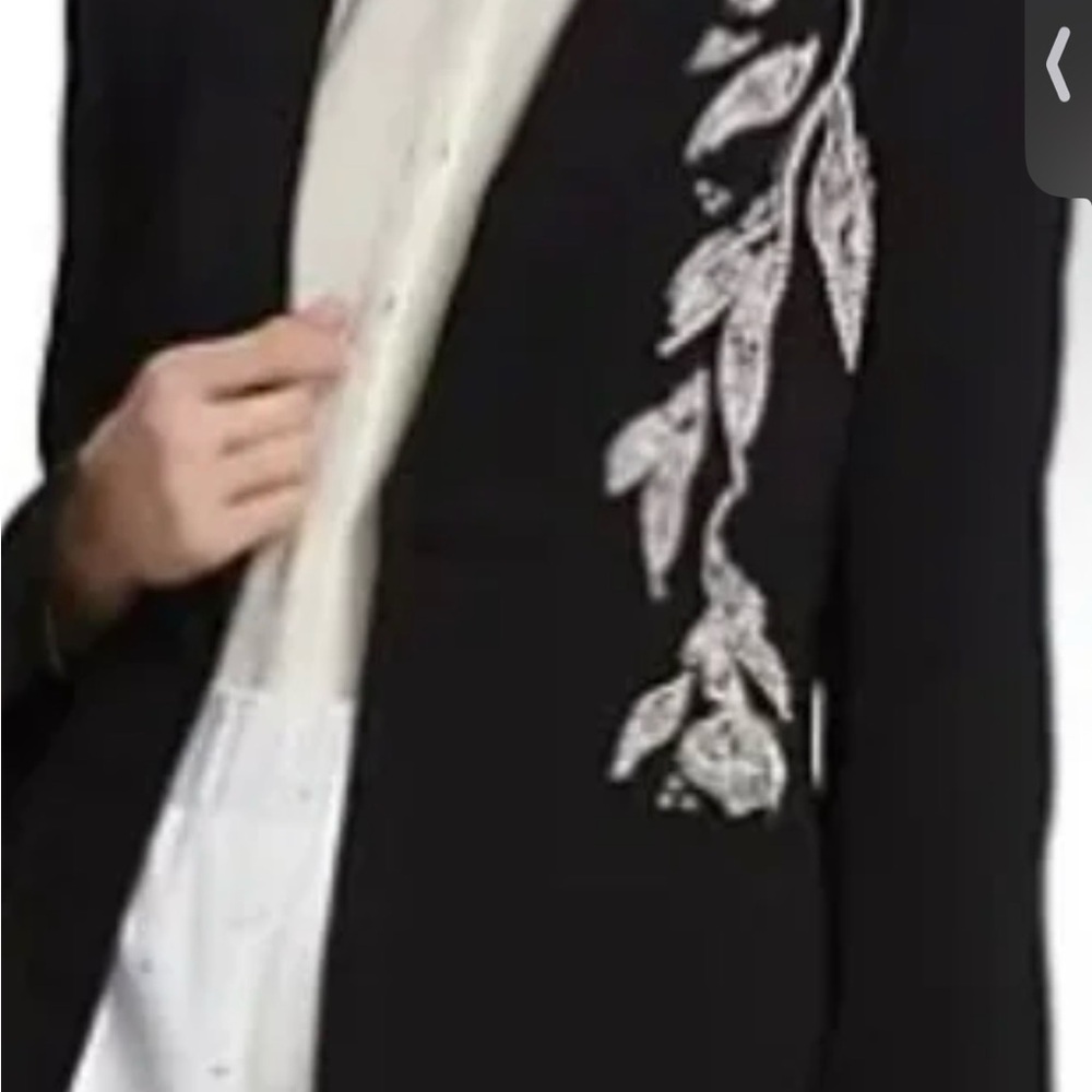 cinq a sept Black Blazer with Silver beaded Leaf Embellishment - Picture 2 of 13